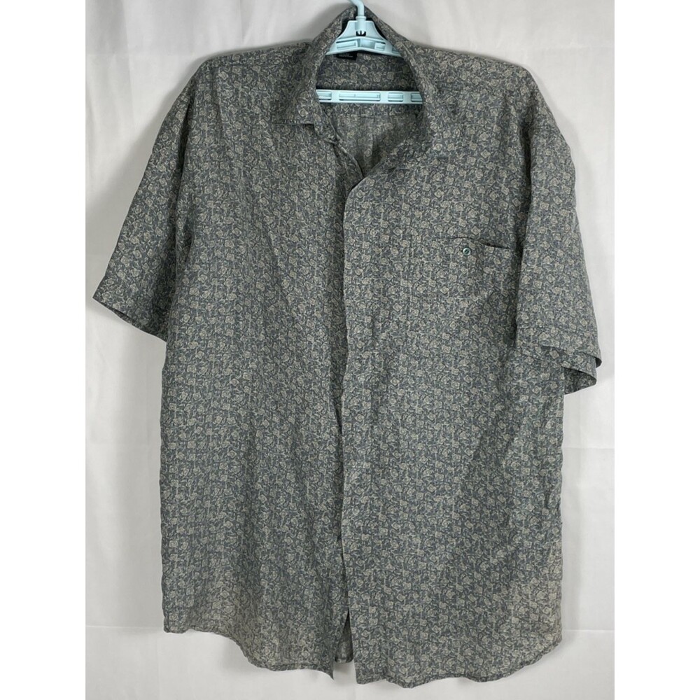 Colore Italia 100% Silk Mens Casual Shirt Size L  Retro Short Sleeve Button Down